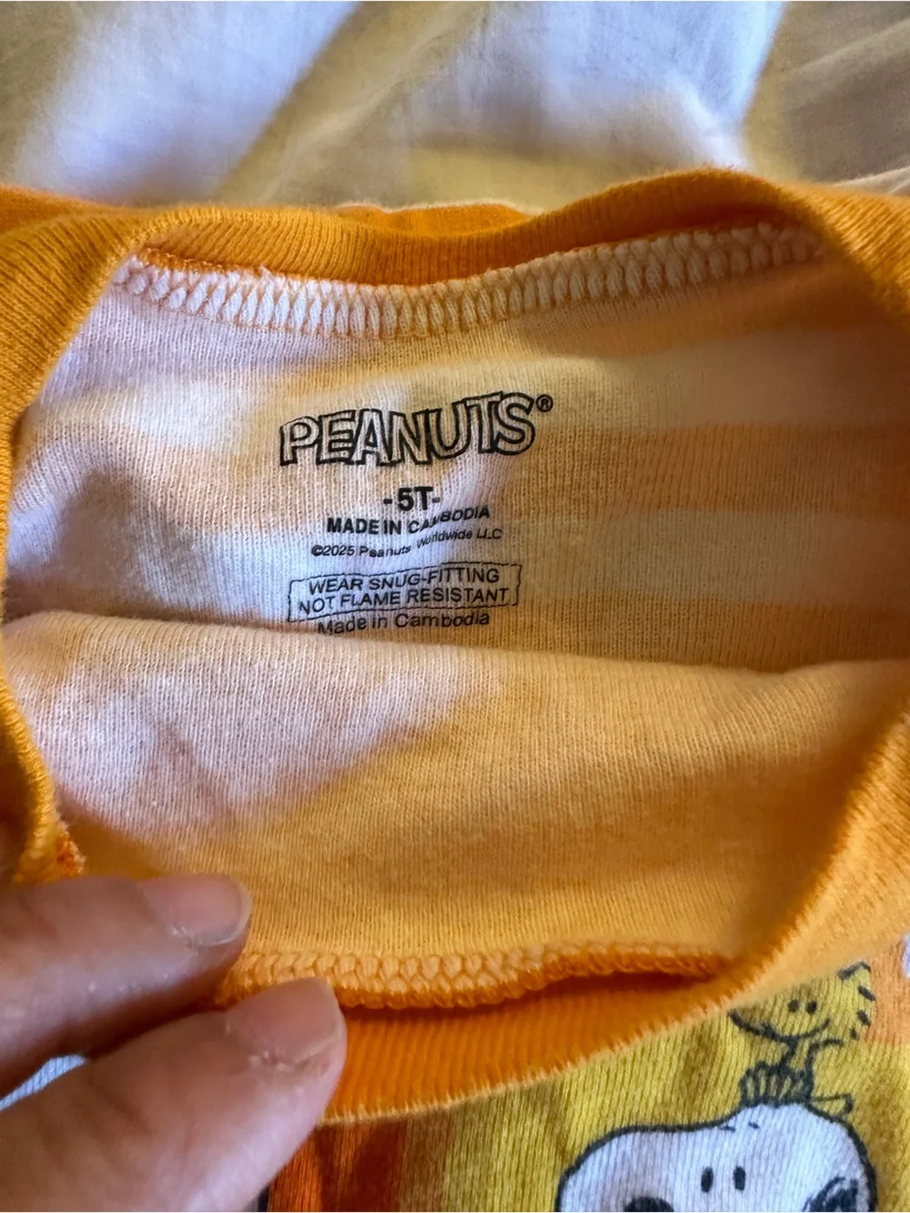 Peanuts Orange and White Striped Kids Long-Sleeve Top